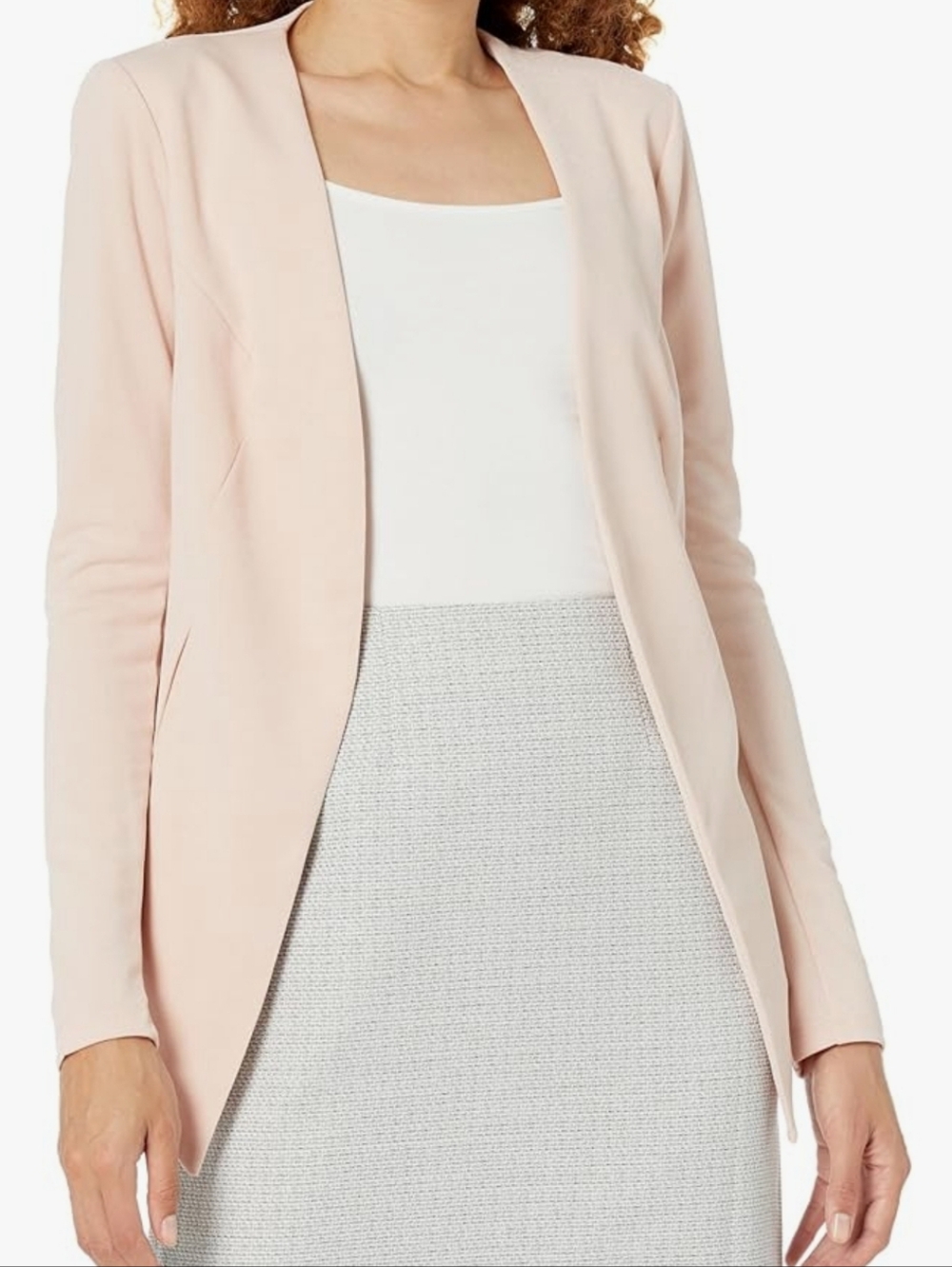 BCBGeneration Open-Front Blazer in Pale Blush